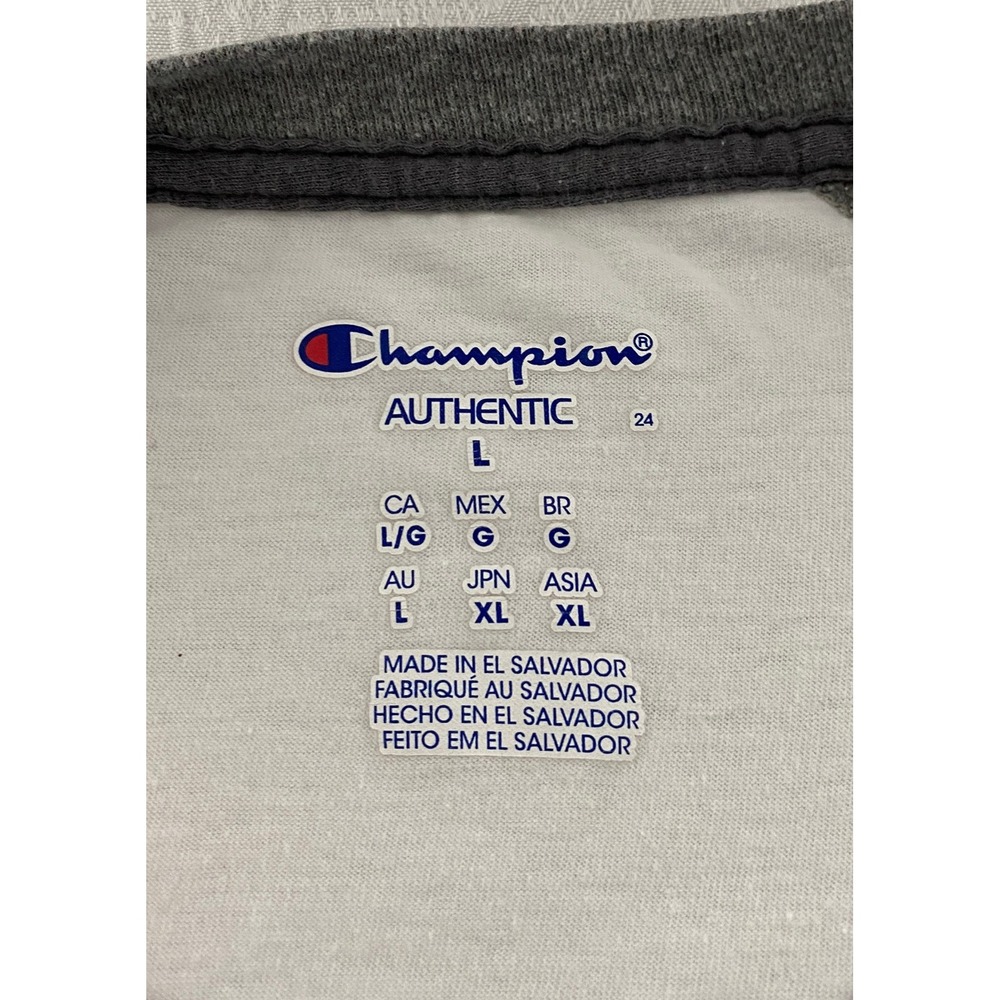 Champion Vapor‎ Mens Large White Gray Raglan Short Sleeve T-Shirt T8822 D3T - Picture 3 of 6